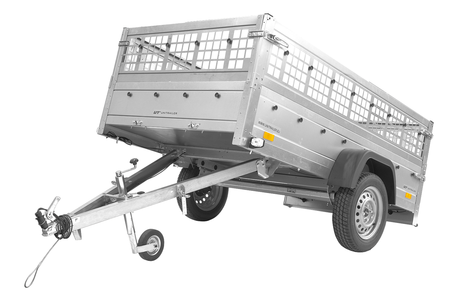 Remolque 750 kg  basculante de carga UNITRAILER Garden Trailer 230 KIPP con laterales de reja