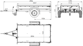 Remolque basculante Garden Trailer 200 KIPP 200×106 cm 750 kg con laterales de reja, lona alta gris y rueda jockey